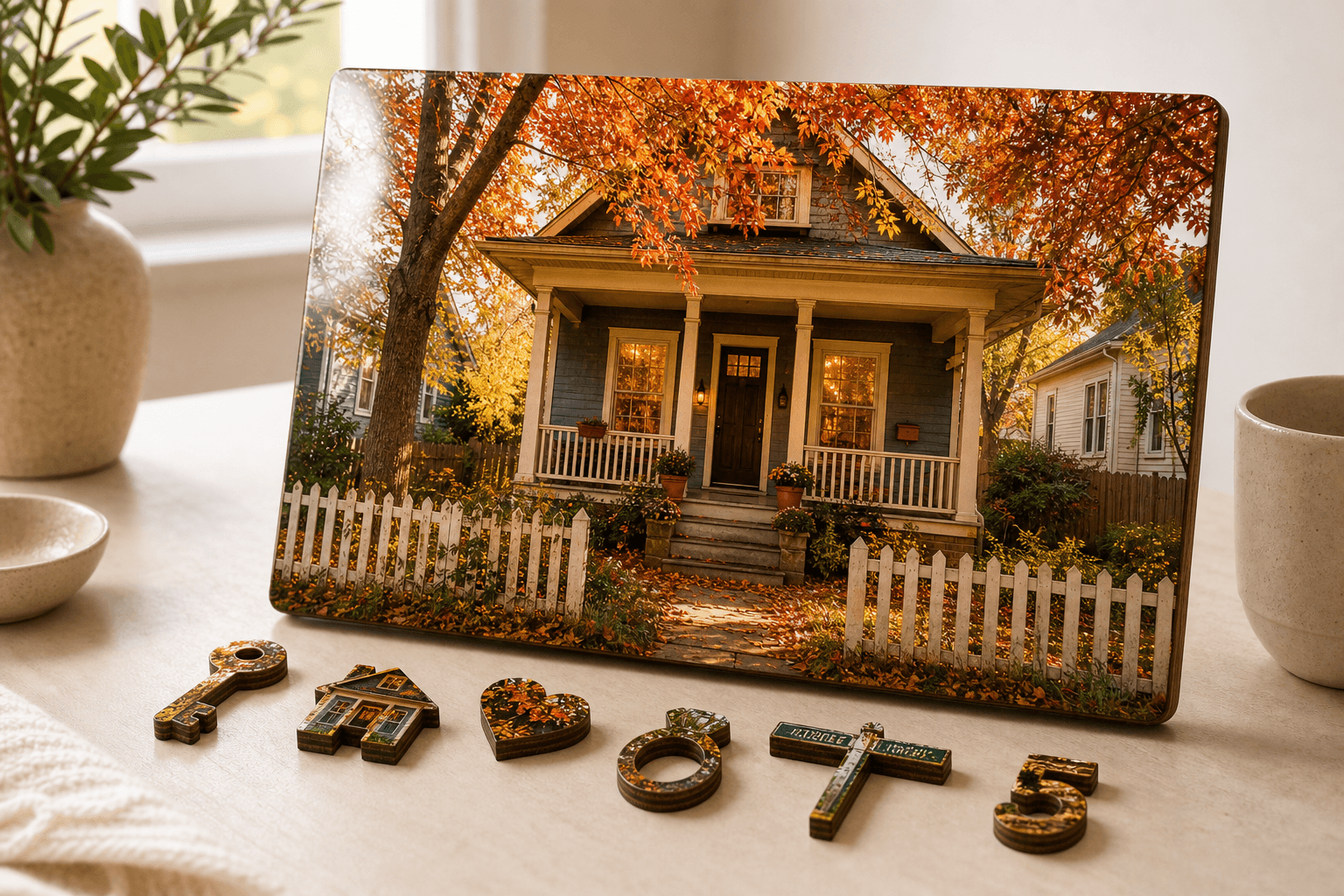 Favorite home puzzle with story-shaped hardwood whimsy pieces